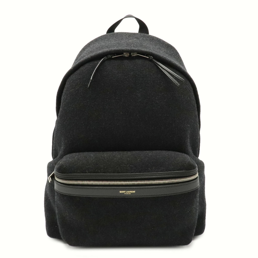 SAINT LAURENT PARIS Backpack Wool Leather Black Gray